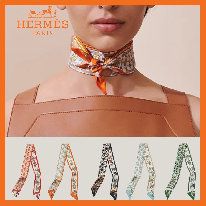 シルク素材♪【HERMES】スカーフ 馬車の変遷《ツイリー》
