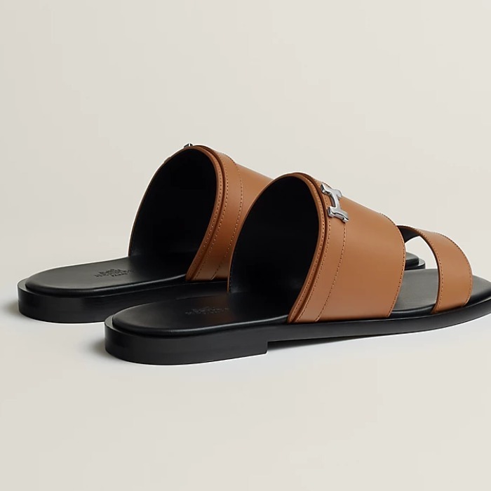 ヌーディー魅せる一足**【HERMES】June サンダル ブラウン エルメス エルダ レザー ウェッジソールサンダル 38 レディース