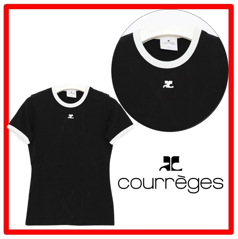☆【Courreges】☆CONTRAST コットン ジャージー Tシャ.ツ☆