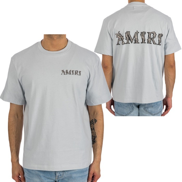【AMIRI】メンズ MA バロック ロゴ Tシャツ コットン グレー