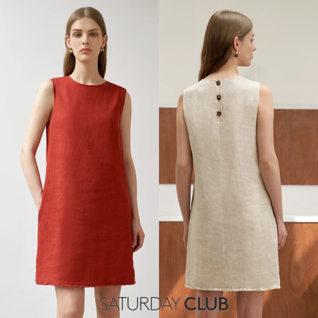 SaturdayClub クルーネック ワンピース ノースリーブ 2色