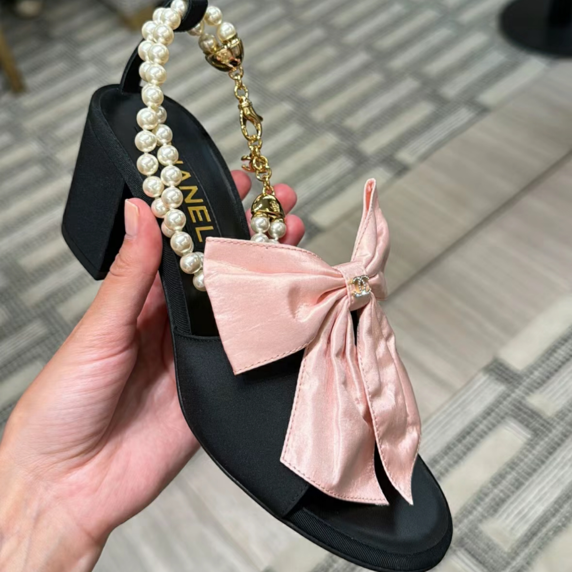 大きなリボンとパール♡CHANEL サンダル メリージェーン パール&リボンが可愛い♡【CHANEL】メリージェーン (CHANEL