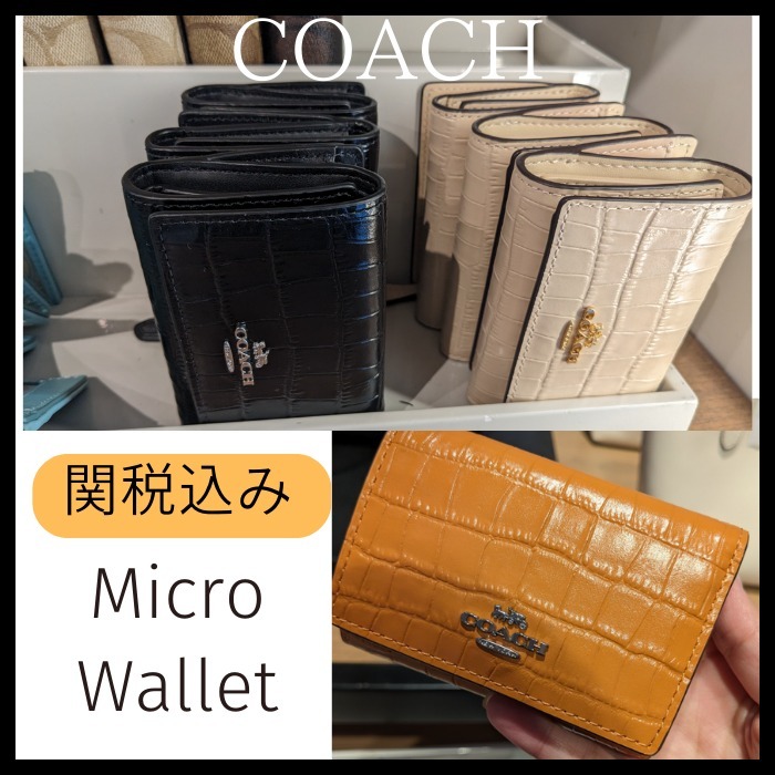 レザー【COACH】三つ折りマイクロウォレット クロコ調〈送料込〉