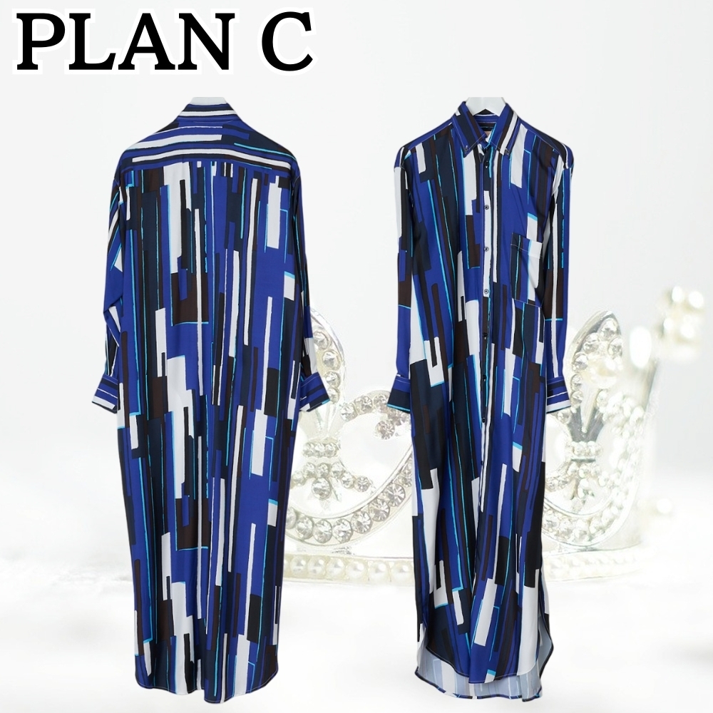 PLAN C*特別な日を彩る*リズムビスコースツイル シャツドレス