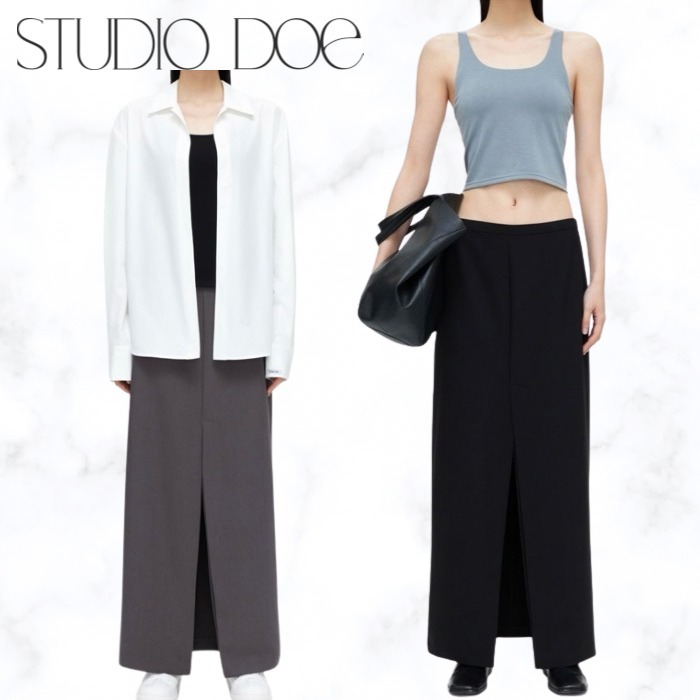 台湾【STUDIO DOE】Slim waist straight skirt with front slit