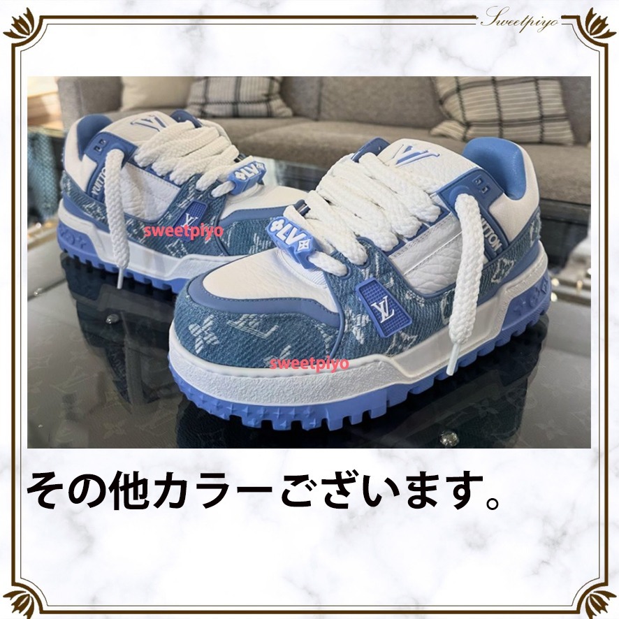 ルイヴィトン☆スニーカー モノグラム デニム ロゴ カーフレザー