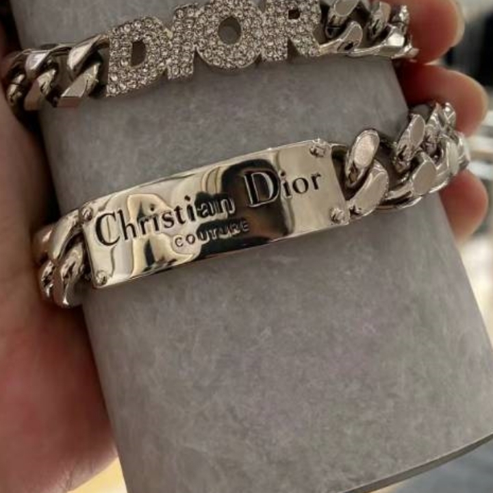 ☆プレートのロゴが◎☆ DIOR チェーンリンク ブレスレット 銀 ☆大人カッコいい☆ DIOR CD30 チェーンリンク ブレスレット