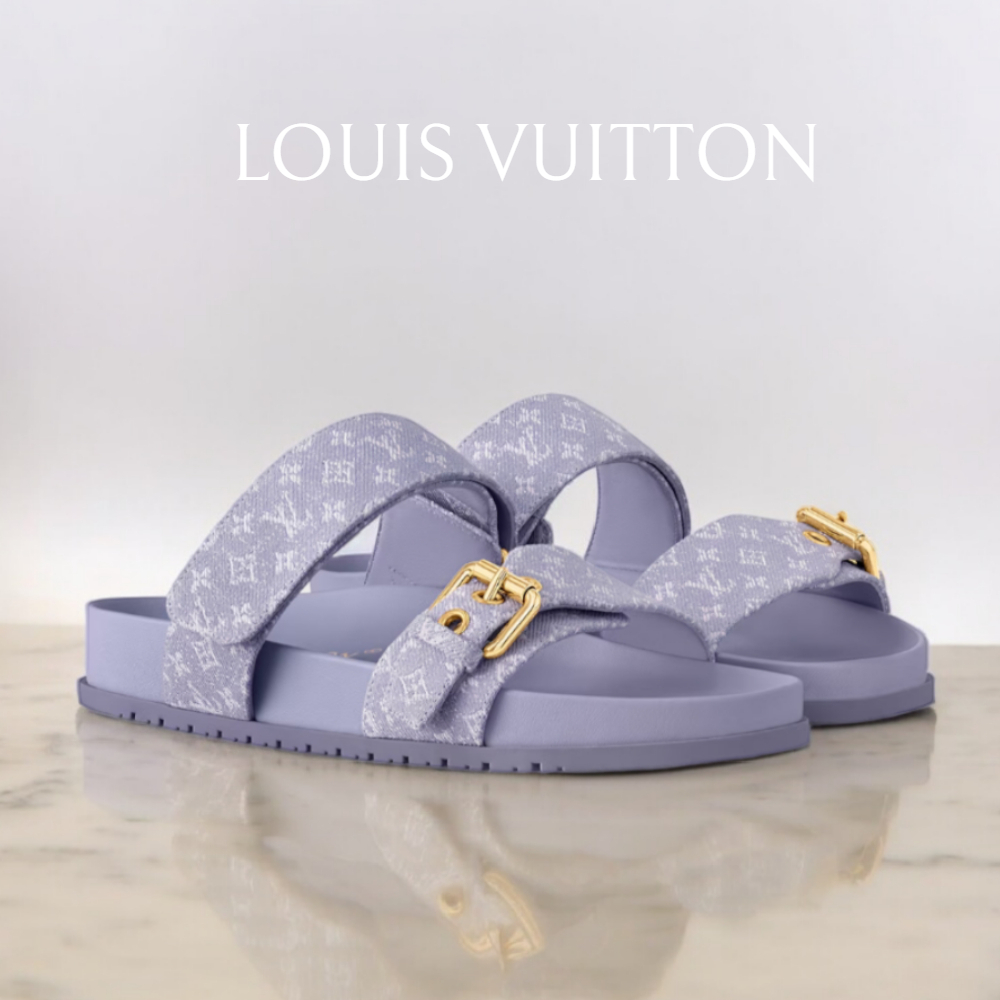 新*LV*Bom Dia パープルデニムモノグラムコンフォート サンダル