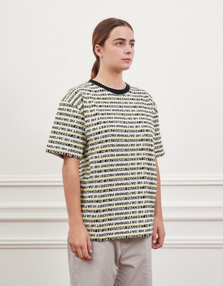 【RASSVET】STRIPED JACQUARD TSHIRT [YELLOW]