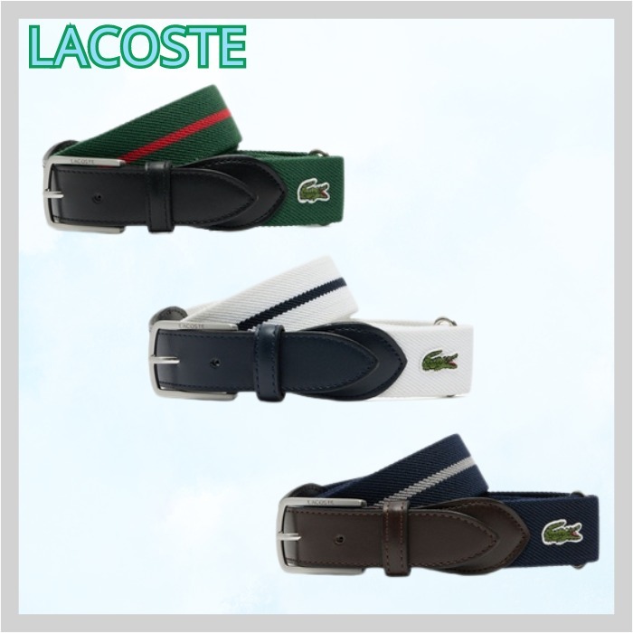 【国内発◎すぐ届く】LACOSTE クラシック ボーダーテープベルト