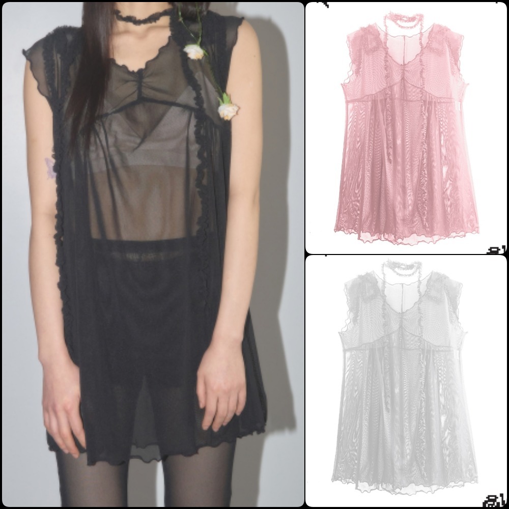 【NOFFICIALNOFFICE】24SS SHEER MESH RIBBON DRESS