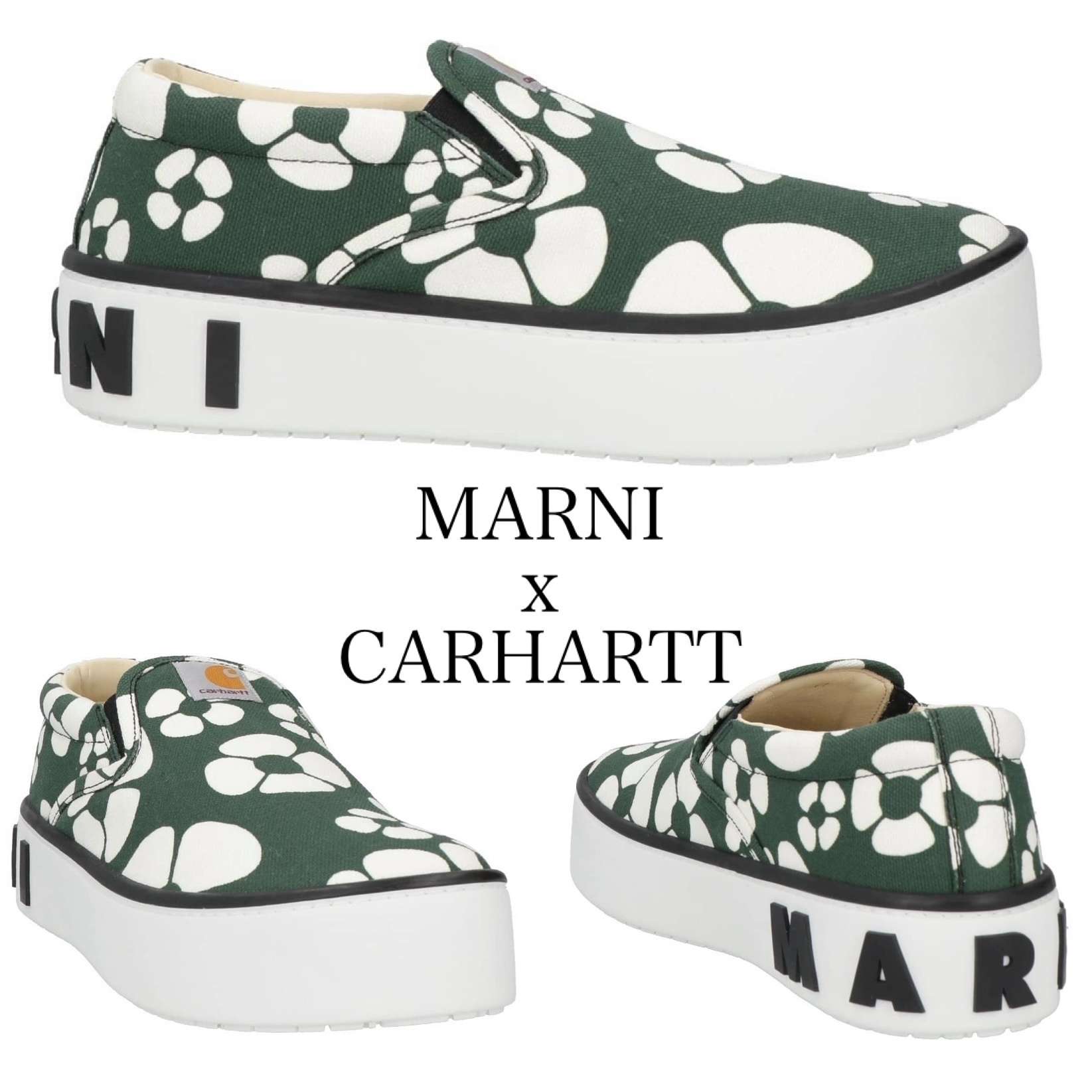 送料関税込み☆MARNI x CARHARTT ロゴ 花柄 スニーカー