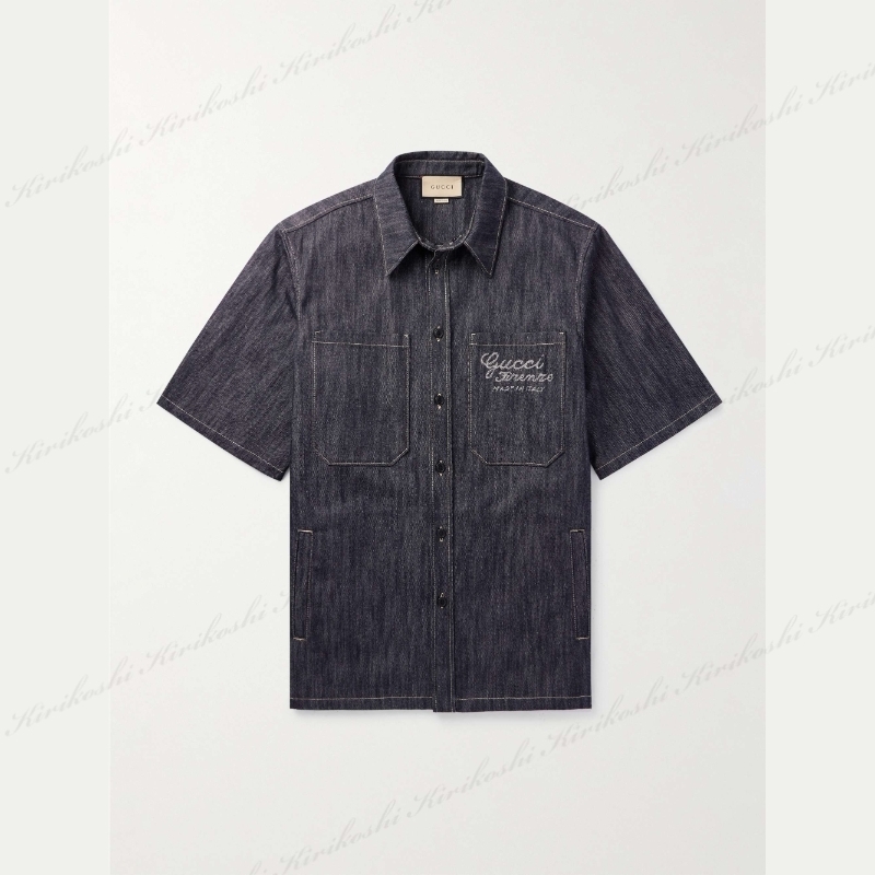 ◇GUCCI 24SS ◇オーバーサイズ ロゴジャカード デニムシャツ◇
