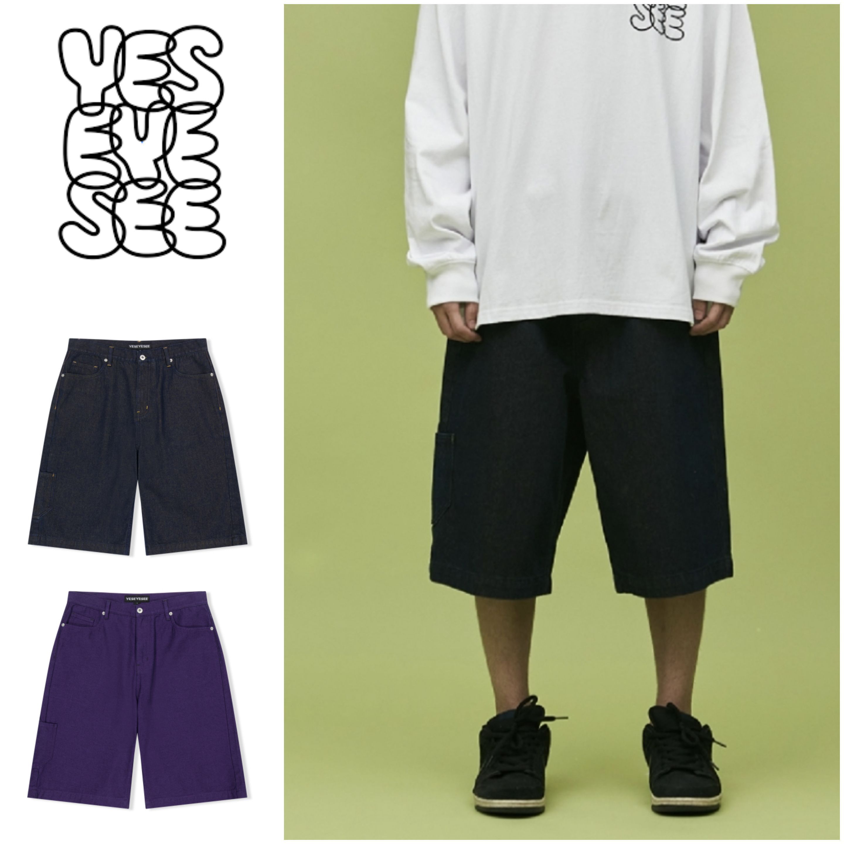 さらに100円引き◆YESEYESEE◆Carpenter Denim Shorts