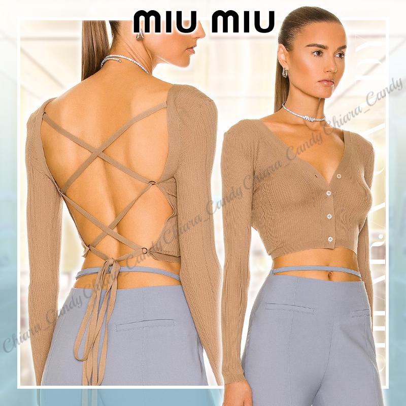 ☆miumiu☆ ブークレクロップド カーディガン トップス