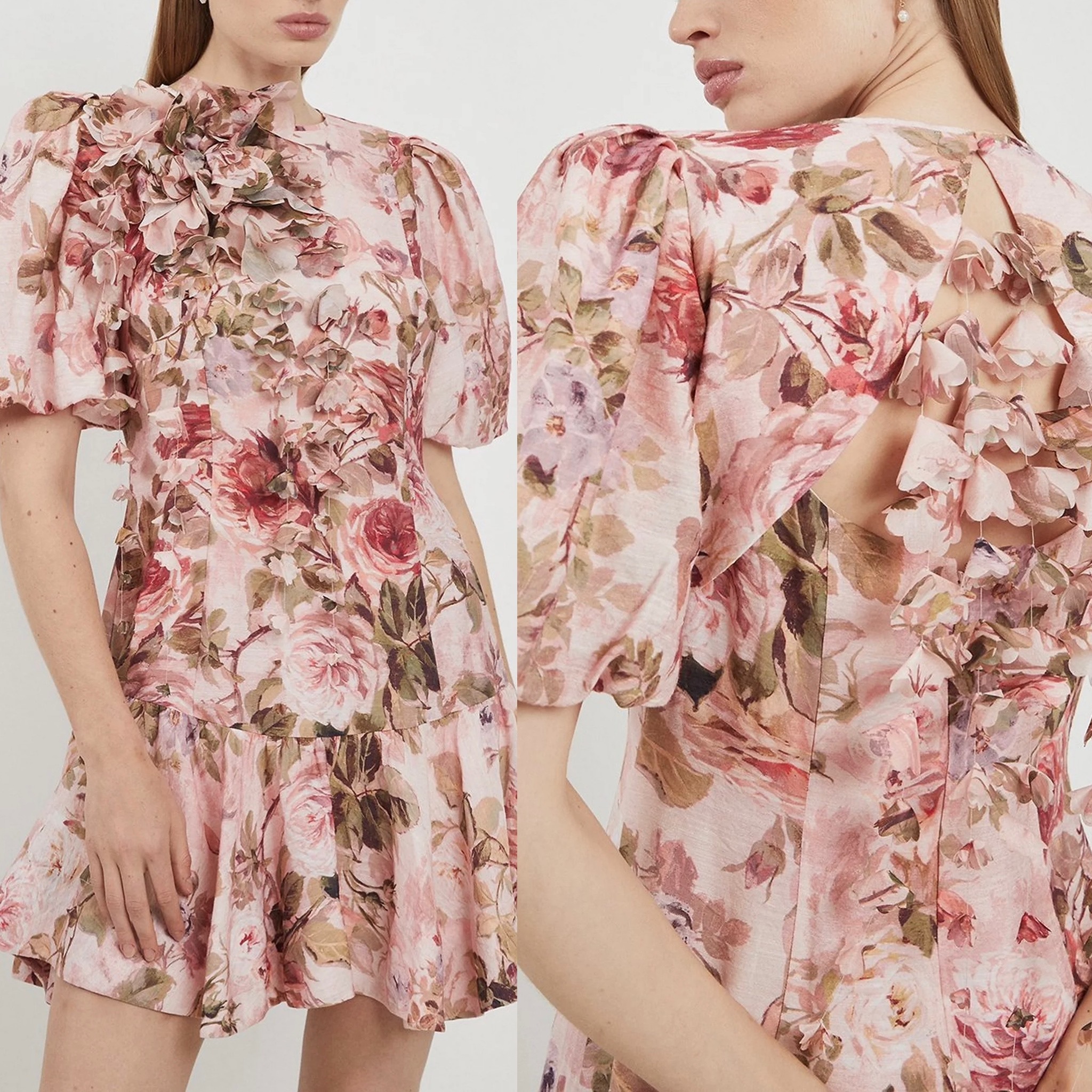 安心追跡【KAREN MILLEN】Lydia Millenロゼッタフリルミニドレス