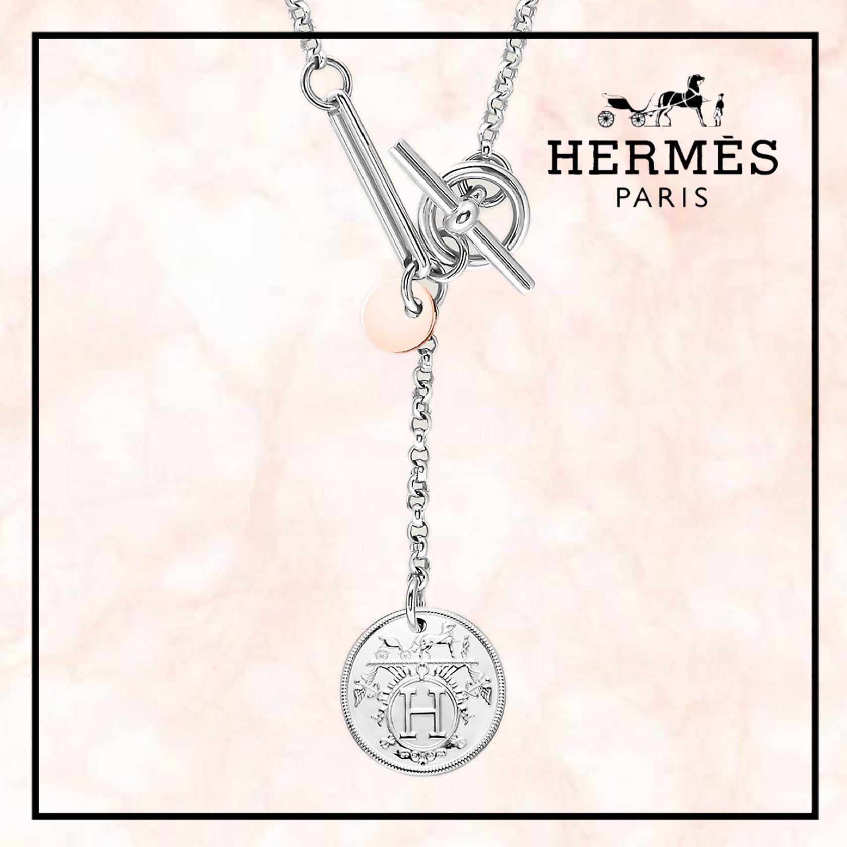 ◆STONEHENgE◆ Love Duet 14K Necklace SA25A77U StoneHenge 14K Necklace F0164 Love Duet Rose Gold Cubic