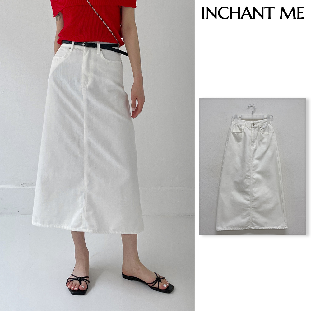 【INCHANT ME】Slab H-line Banding Long Skirt