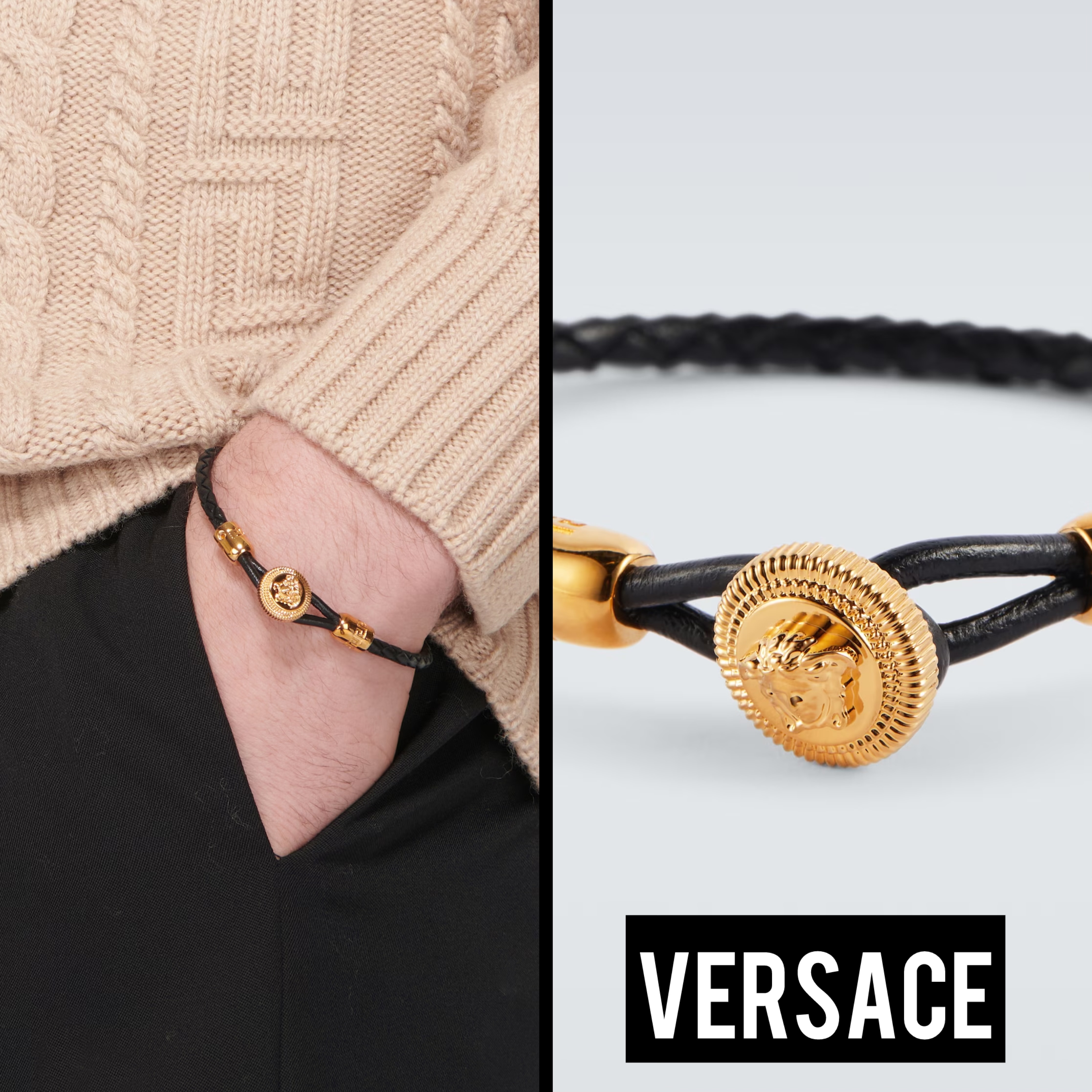 ☆関税込み☆【Versace】Medusa logo leather bracelet
