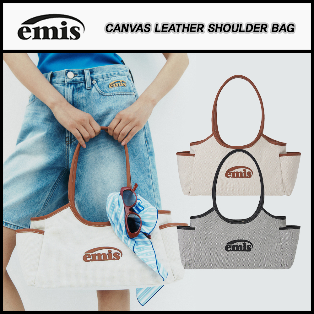 ★emis★CANVAS LEATHER SHOULDER BAG★送料・関税込★