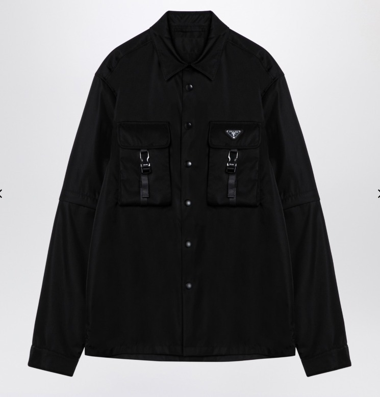 プラダ ロゴ入りブラックRe-Nylonシャツ (PRADA/シャツ