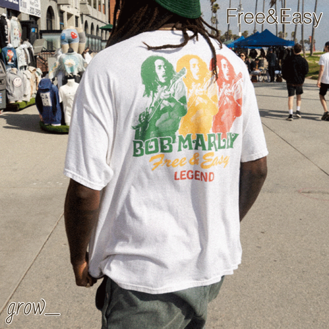 Free&Easy × BOB MARLEY ラスタ 半袖 Tシャツ 送関込