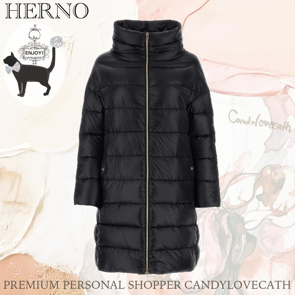 ダウンジャケット・コート HERNO Black Nylon Matilde Down Jacket