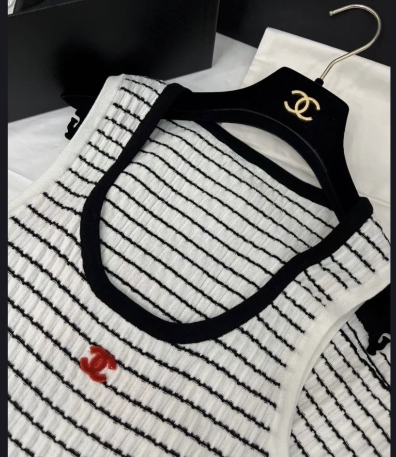 無料配達 CHANEL ワンピース ワンピース ノースリーブ ストライプ ワンピース