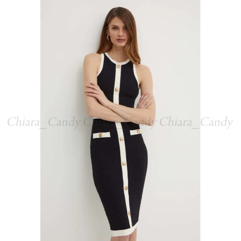 【24SS NEW】ELISABETTA FRANCHI / ボタン装飾 ミニドレス /2色 24SS NEW】ELISABETTA FRANCHI / ボタン装飾 ミニドレス /2色