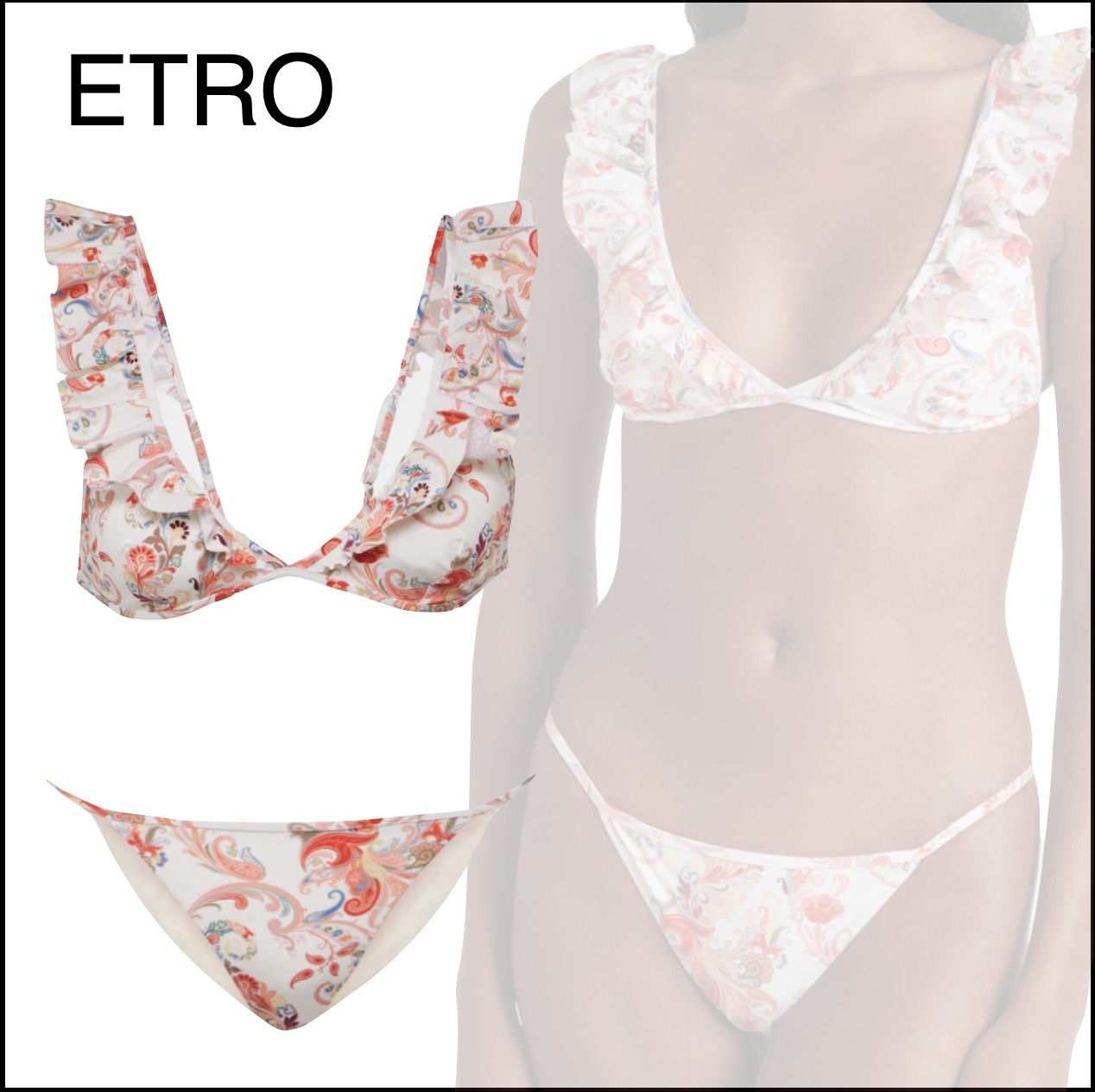 【ETRO】ペイズリー フリルビキニセット