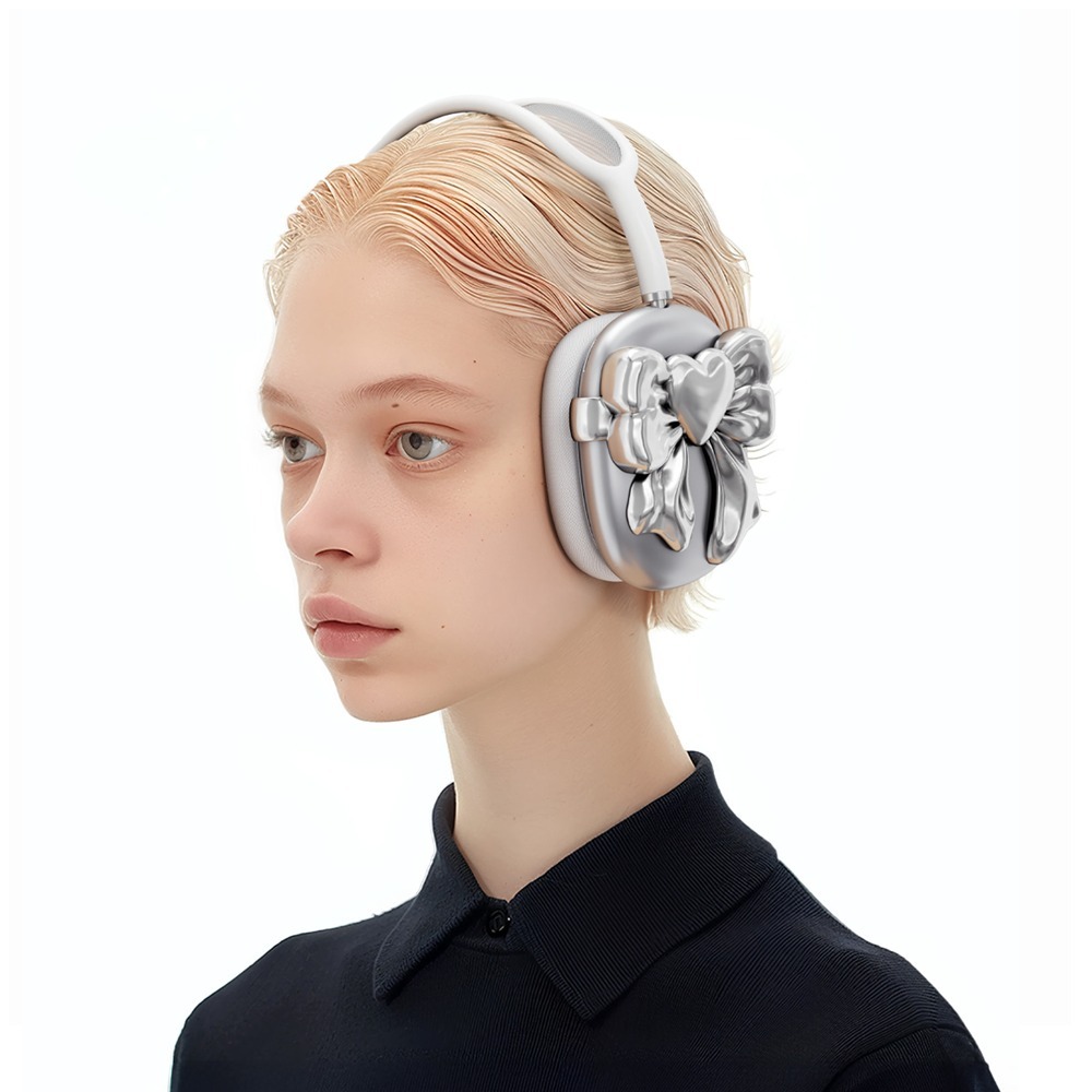 Airpods promax Bow 01 SILVER (One side 製品) スマホケース