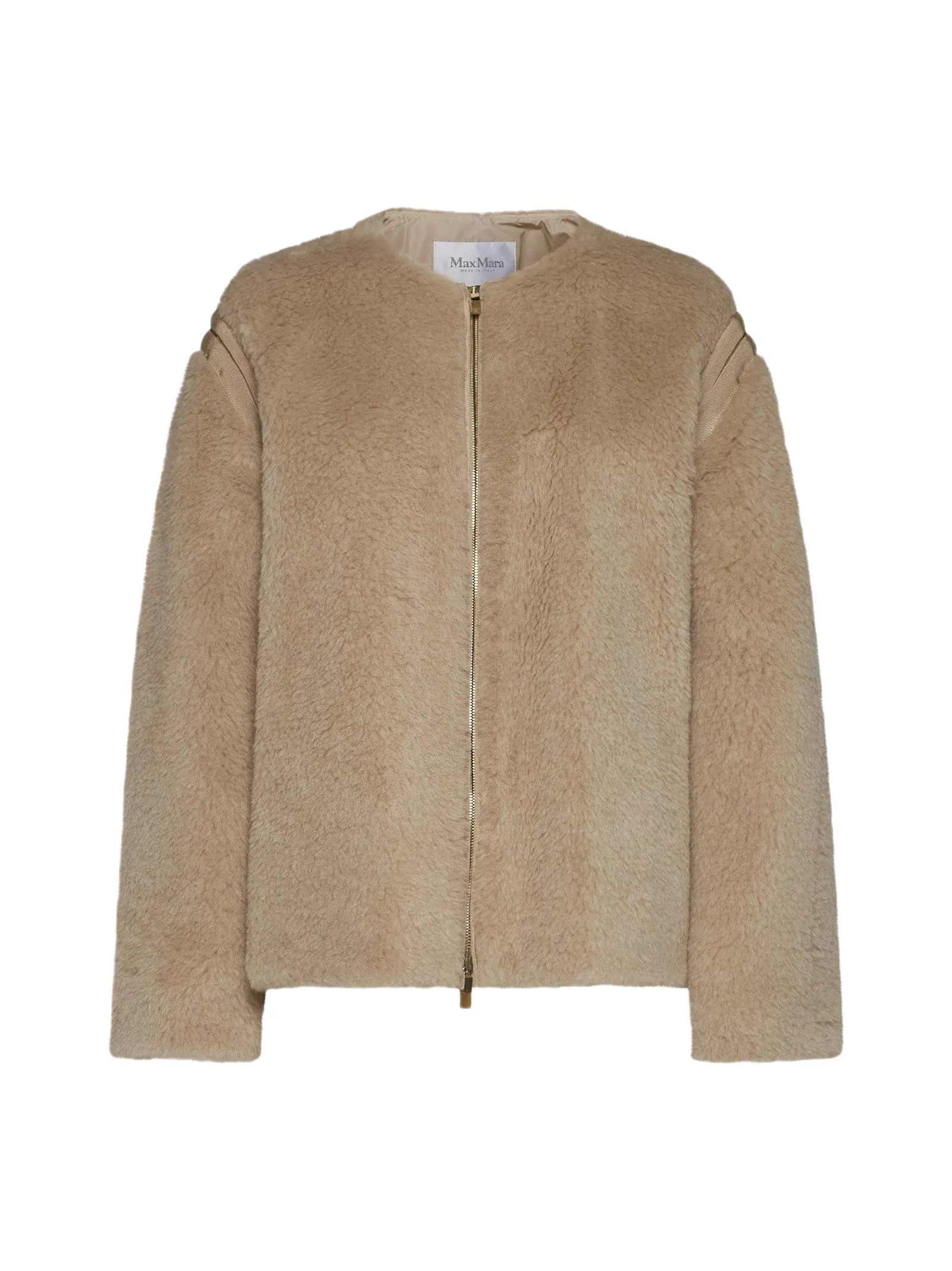 《送料無料》 MAX MARA Crew-neck jacket in Teddy fabric CLOTH