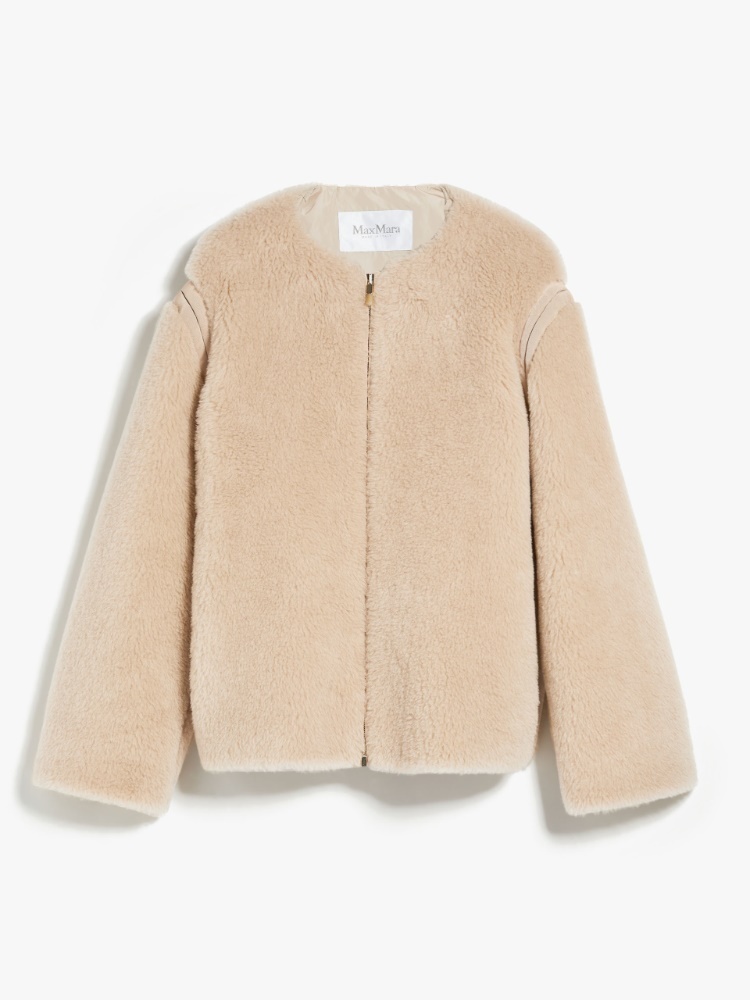 《送料無料》 MAX MARA Crew-neck jacket in Teddy fabric CLOTH