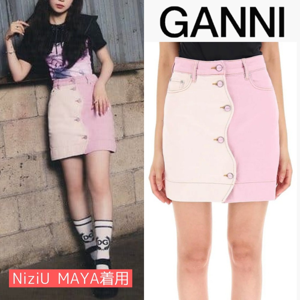 関税送料込♪GANNI/ツートン デニム ミニスカート
