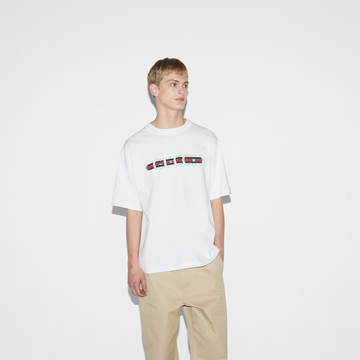 国内直営**GUCCI** グッチプリント コットンジャージー Tシャツ