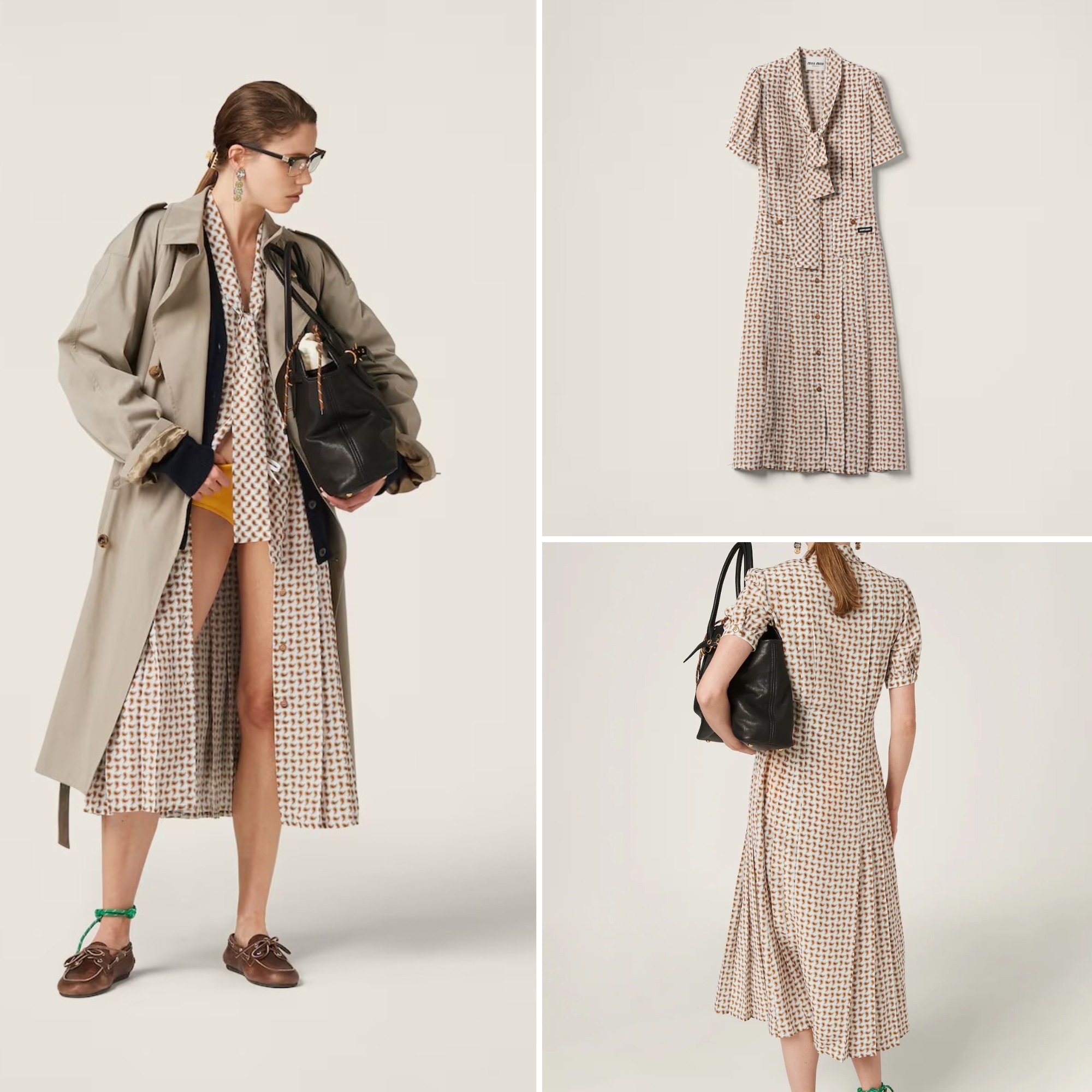 《送料無料》 Miu Miu Paisley print pleated marocain dress