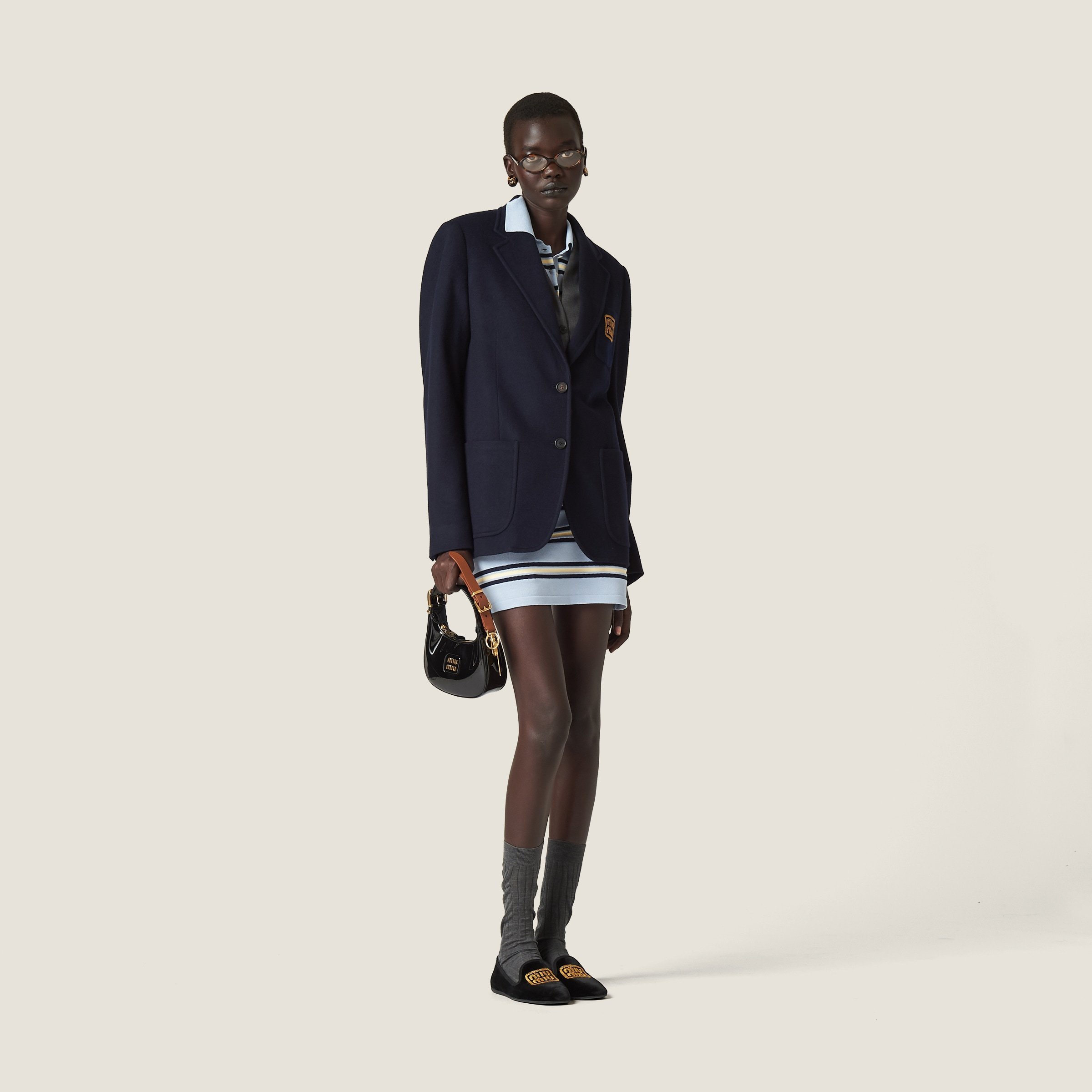 《送料無料》 MIU MIU Silk and cotton miniskirt
