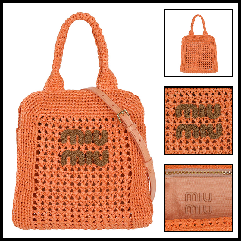 ★送料関税込★MiuMiu ラフィア クロシェ スモール トートバッグ