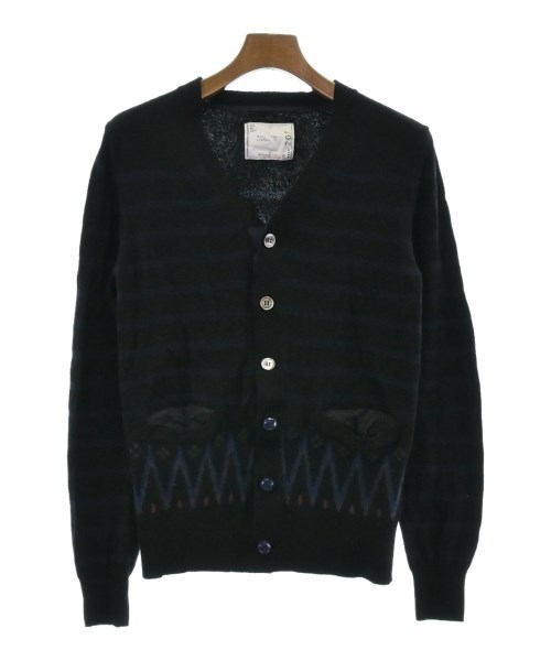sacai サカイ カーディガン 黒x紺x赤(総柄) 0357924A0123