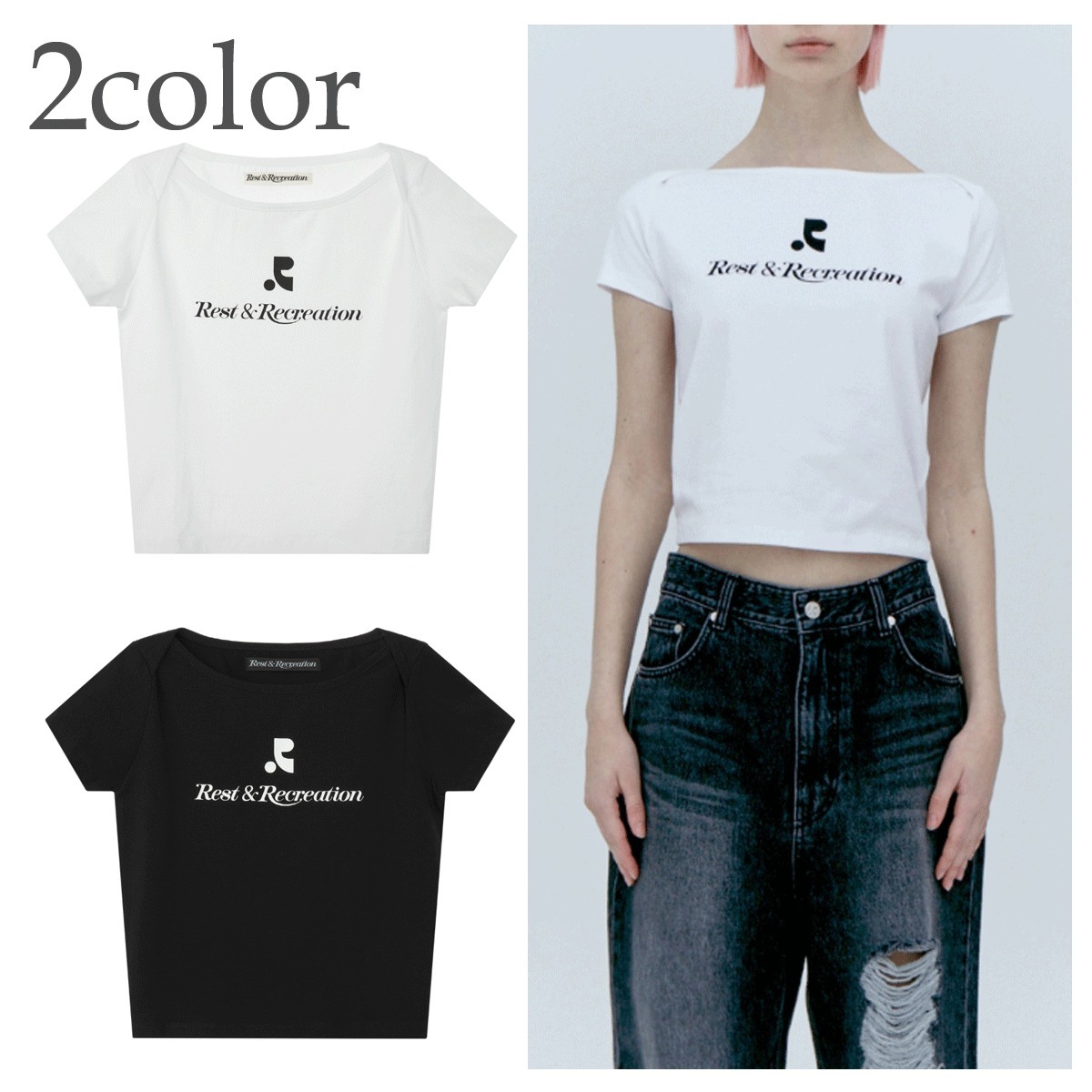 Tシャツ・カットソー Rest & Recreation LOGO LIP NECK T-SHIRT 4BFK589