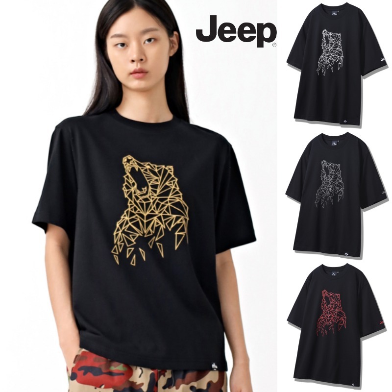 【JEEP】Camping Bear Line Half T-shirt