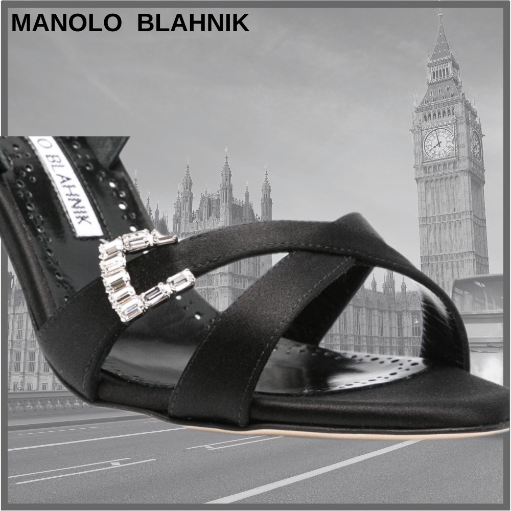 直営店 ‐Manolo Blahnik- RAMISLI 90mm サンダル MANOLO BLAHNIK Ramisli 90 crystal-embellished satin