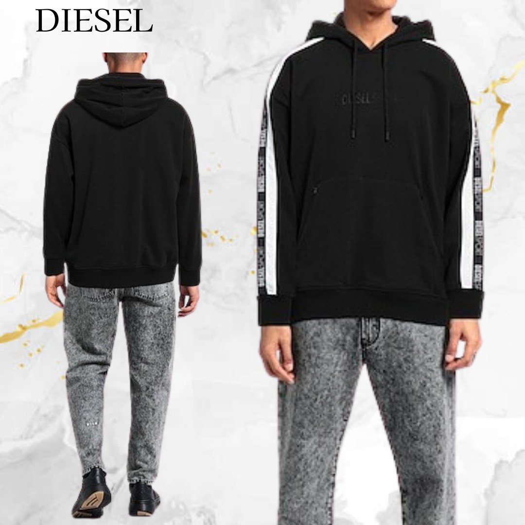 DIESEL 長袖 袖ライン ロゴ スウェット フーディ