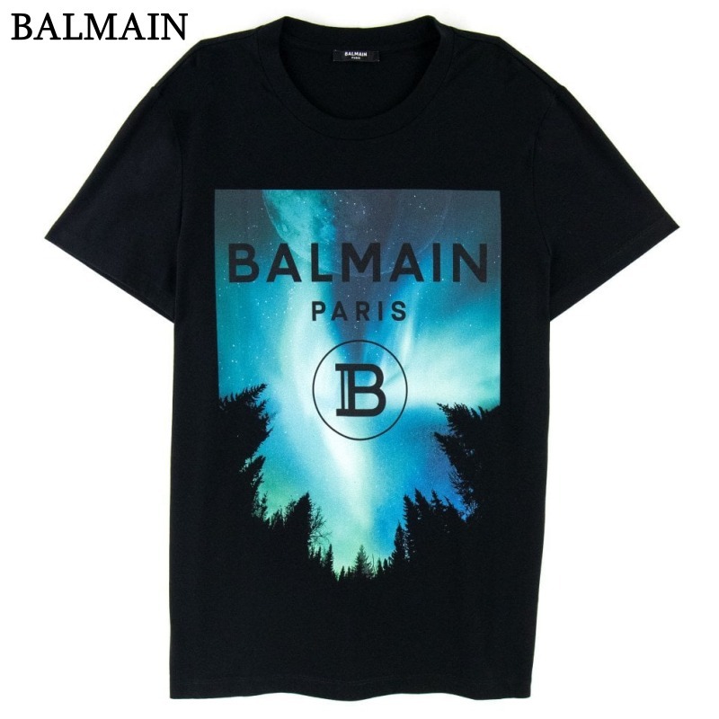 【BALMAIN】ロゴ ムーン プリント Tシャツ -ブラック *送料込