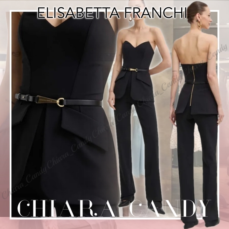 【24SS NEW】ELISABETTA FRANCHI / ペプラム付きジャンプスーツ