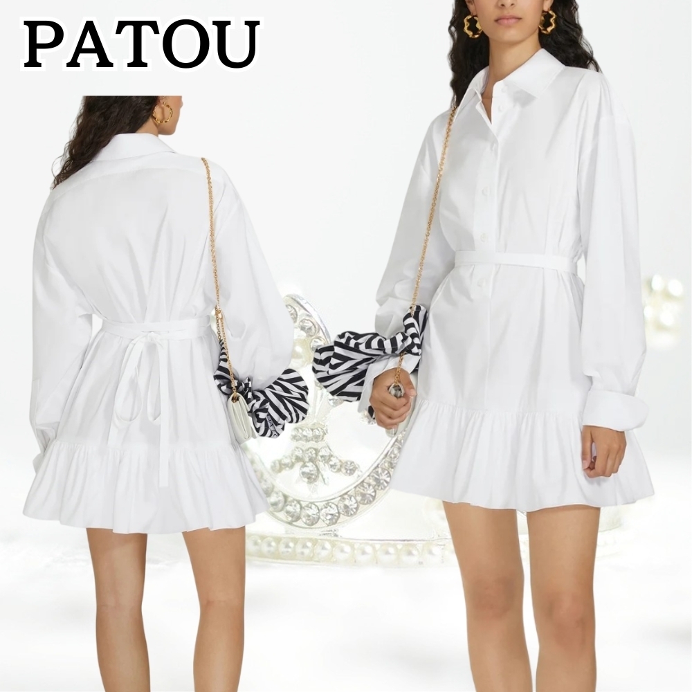 PATOU*目を奪う輝き*サステナブル ラッフル ミニシャツドレス