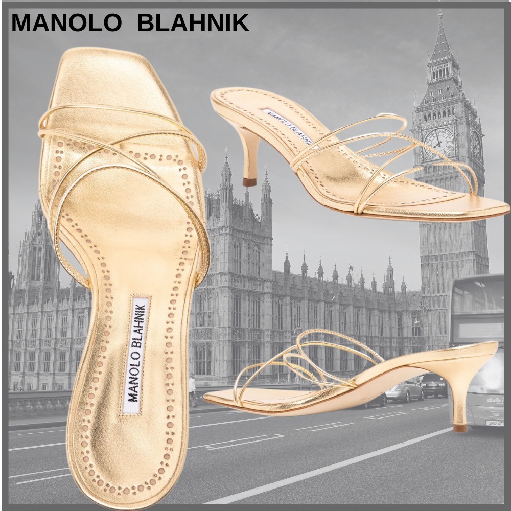【MANOLO BLAHNIK 】★Ninfemu 50mm レザーサンダル