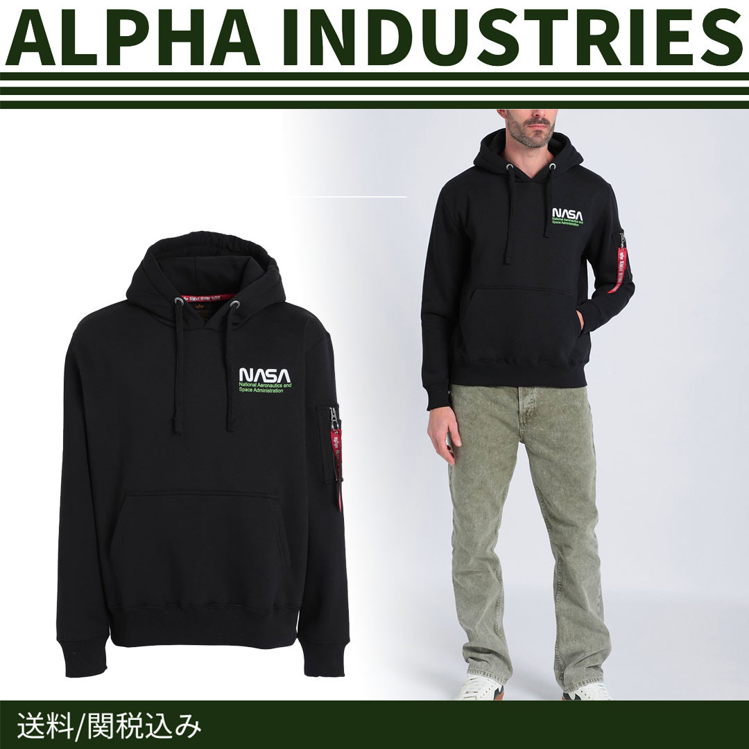 スウェット【ALPHA INDUSTRIES】送料関税込み フード 単色 ロゴ