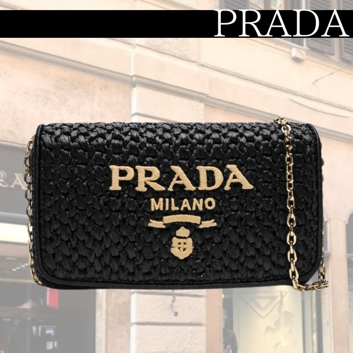 関税込★VIP価格【PRADA】ロゴ入りクロシェショルダーバッグ