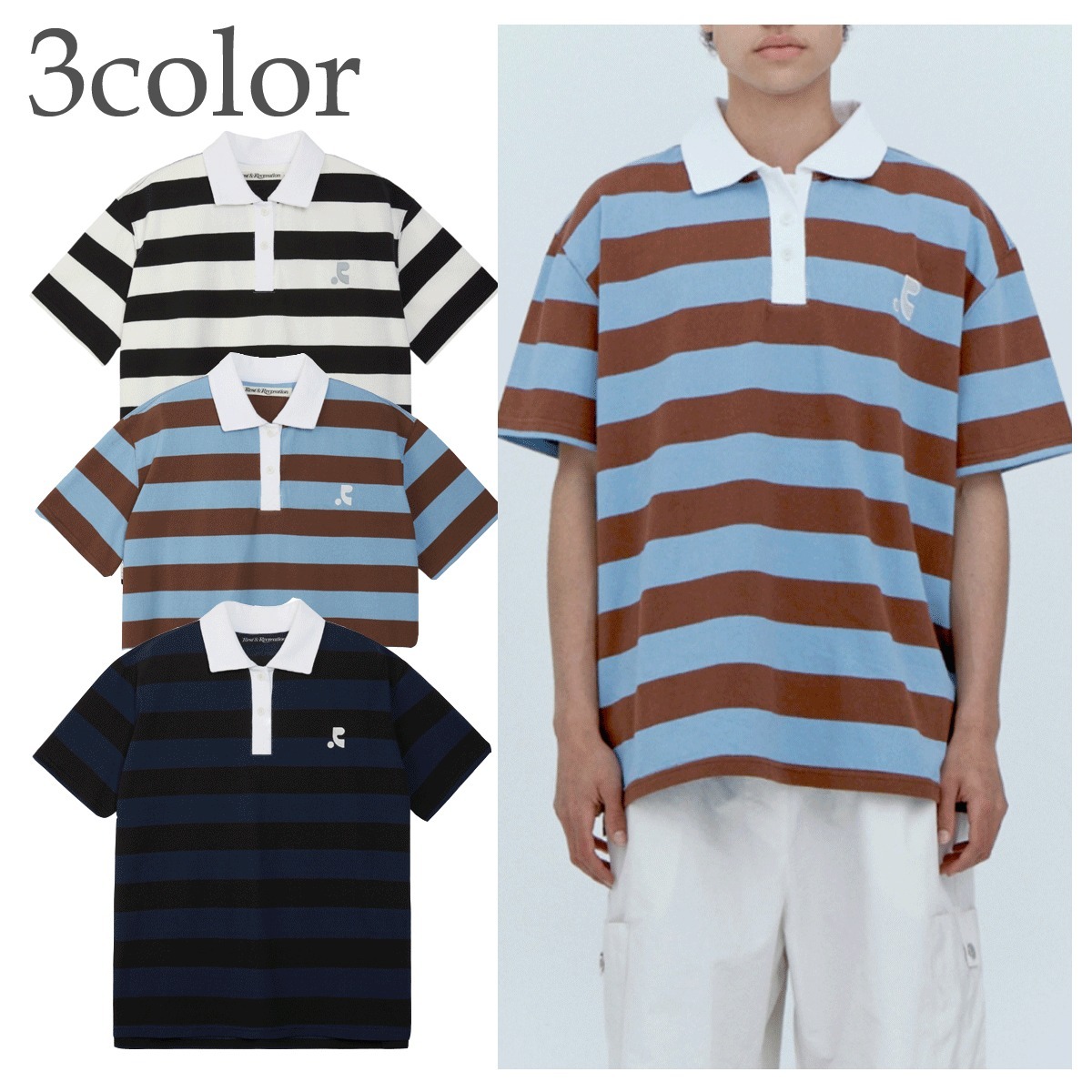 Tシャツ・カットソー Rest & Recreation STRIPE RUGBY T-SHIRT 4BFK598